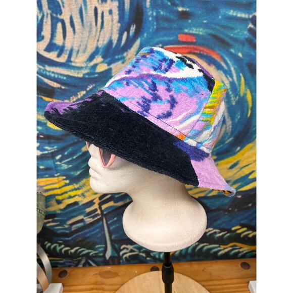 Van Gogh Inspired Terry Cloth Bucket Hat | Handmade Cotton-Lined Small 21.5\
